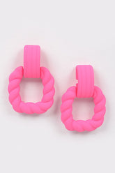 Simple But Chic Fuchsia Pink Square Earrings